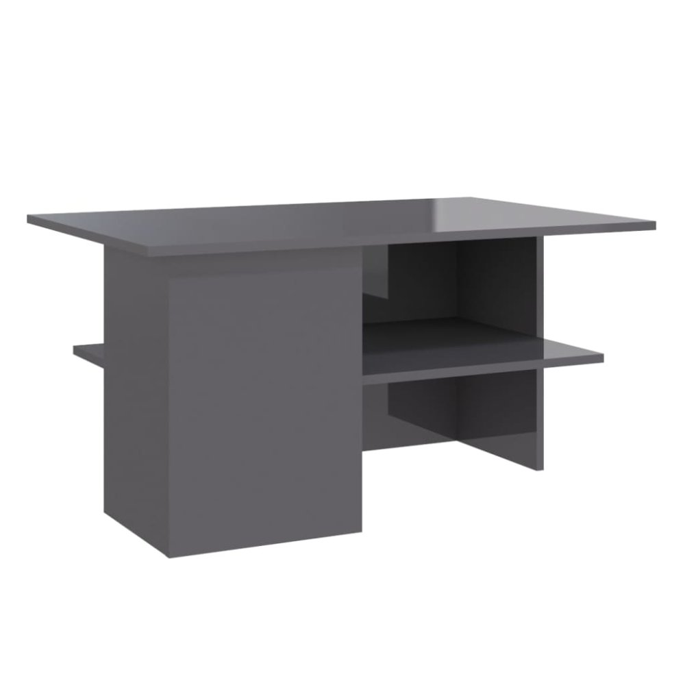 Vidaxl Konferenčný stolík vysokolesklý sivý 90x60x46,5 cm drevotrieska